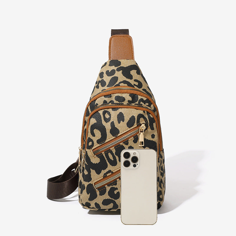 Wholesale PU Leopard Print Crossbody Chest Bag Travel Leisure Backpack